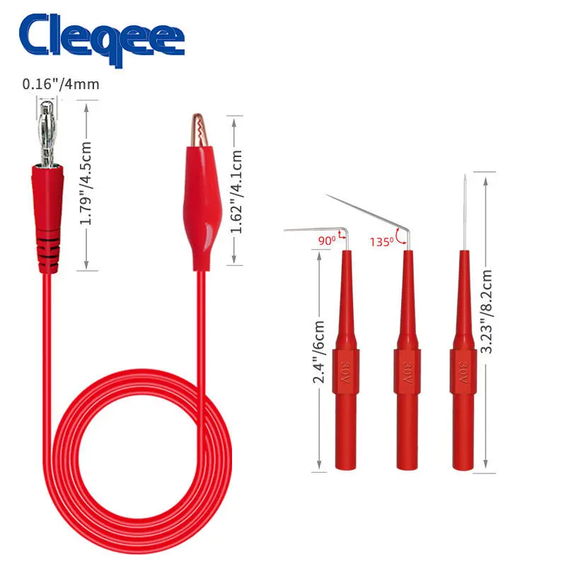 Cleqee P1920 Kit sonda posteriore automatica Clip a coccodrillo a spina a Banana da 4mm cavi di prova multimetro 10A strumenti automobilistici Set cavo in scatola