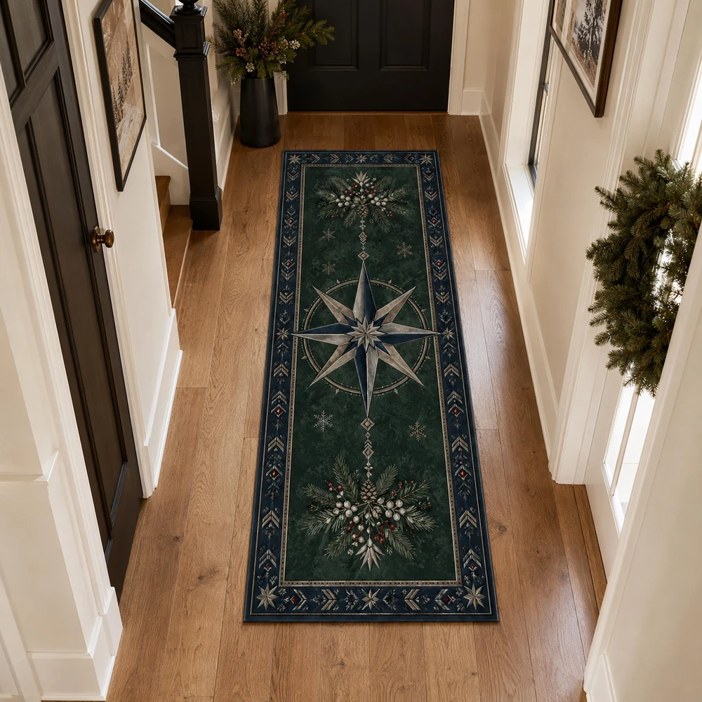 Retro Celestial Armillary Sphere Star Constellation runner rug bedroom walk in closet bathroom washable nonslip mat gift