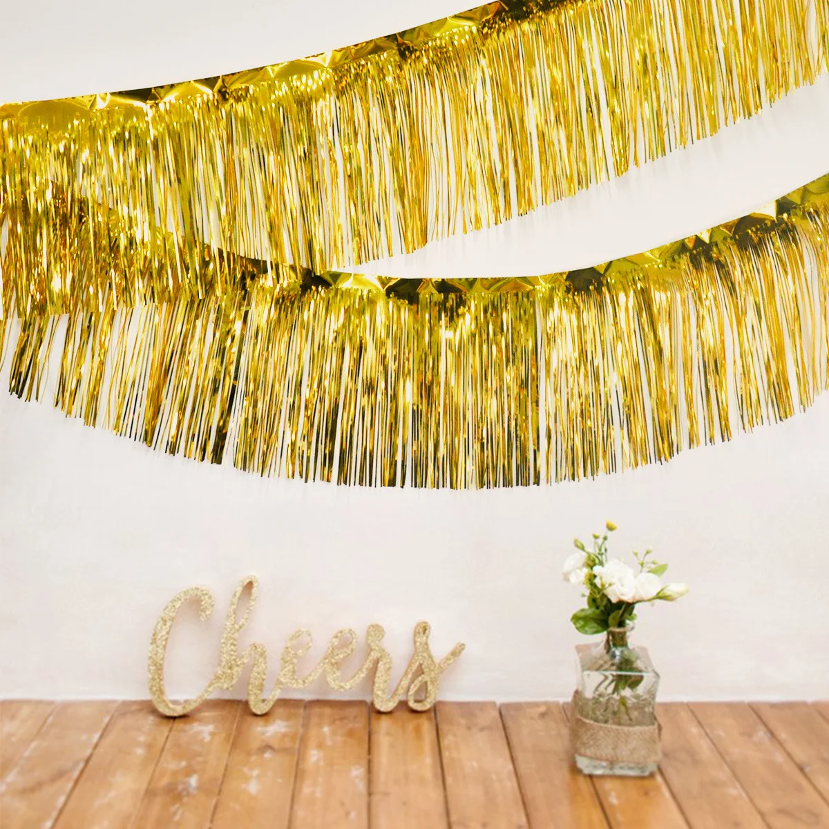 3M*30CM Gold Party Backdrop Foil Curtains Metal Foil Tinsel Fringe Curtain Garland Wedding Baby Shower Birthday Party Backdrop