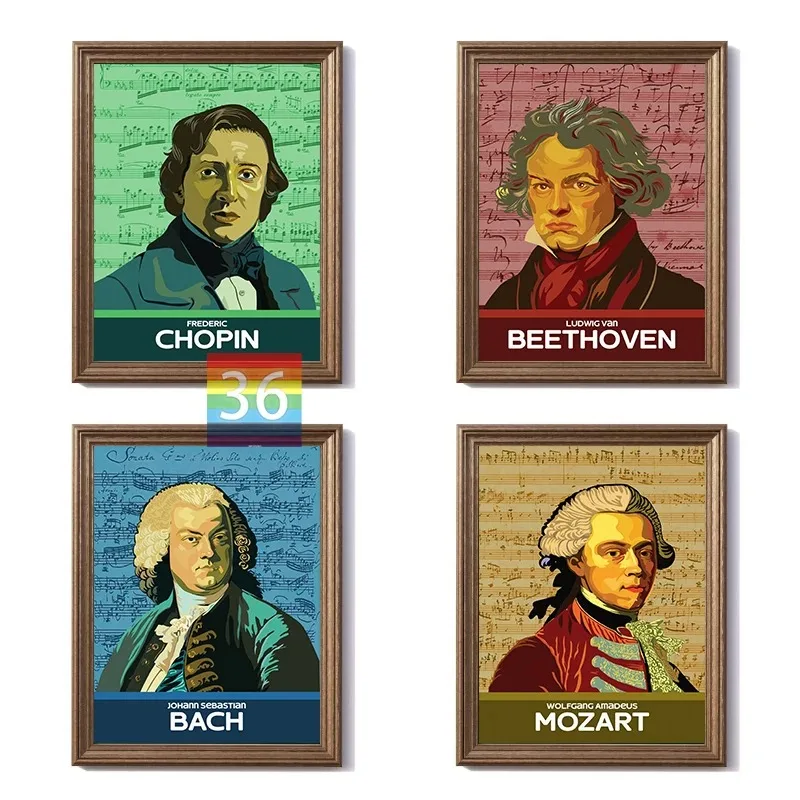 Mozart Bach Chopin Beethoven Classical Composers Posters Classical Music Composers Posters Decor Canvas Painting For Classroom