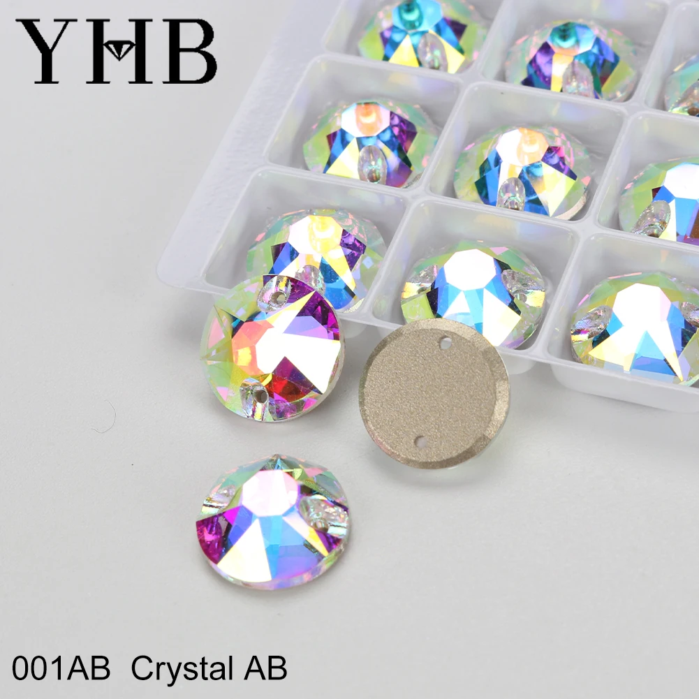 YHB Top Quality XIRIUS Glass Crystal AB Moonlight Sewing Stones Flatback Sew on Rhinestones For Garment Clothes Bags