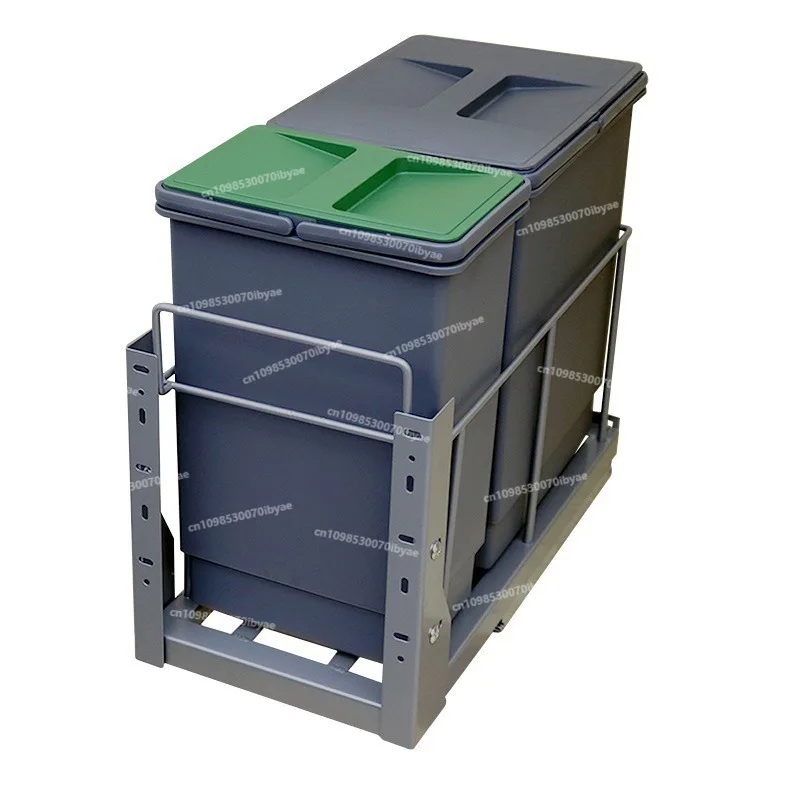 For Concealment, Shallow Embedded, Built-in Sundries Trash Can, Kitchen Pull Bucket with Lid, High Body Rice Noodle Cabinet