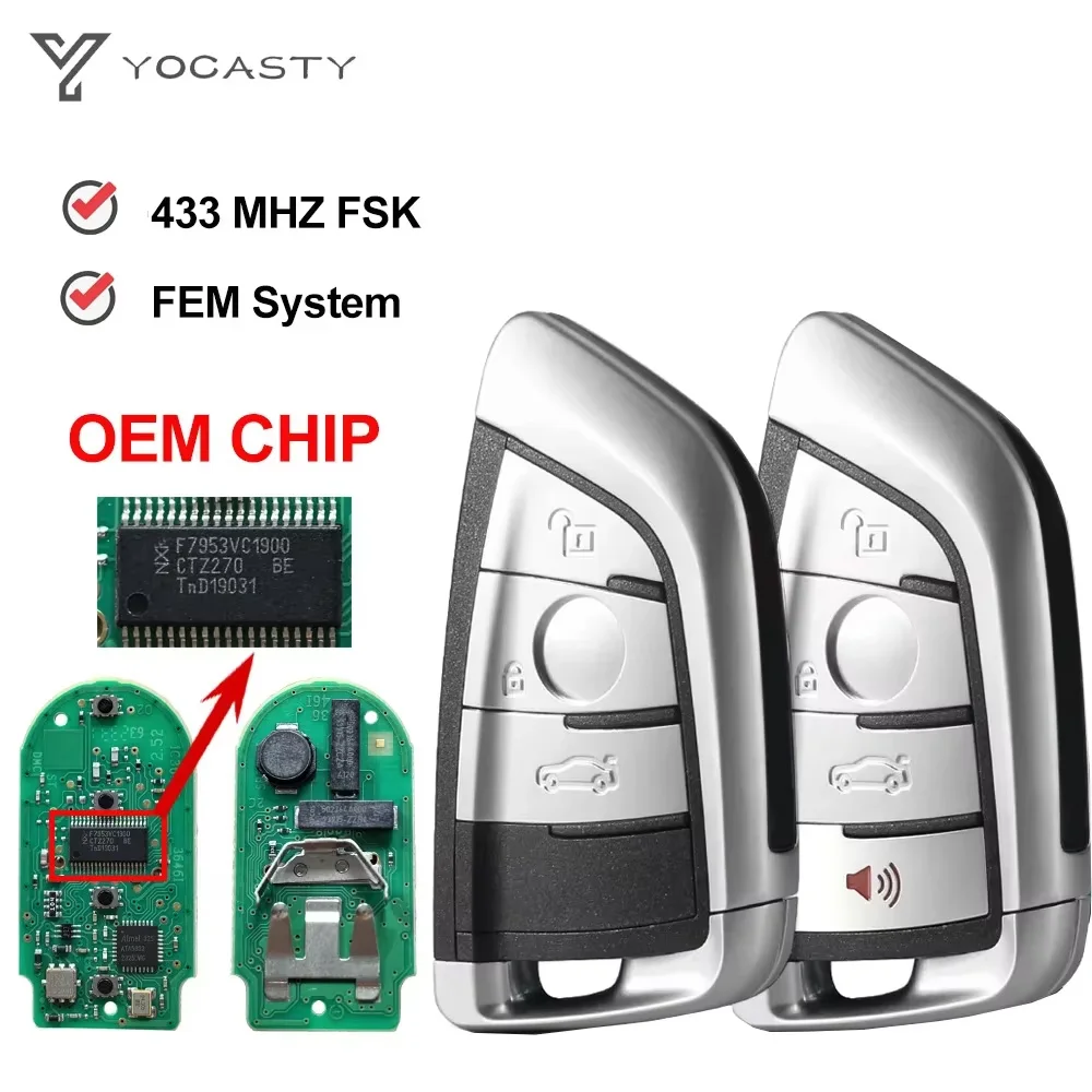 YOCASTY Smart Key 433.92MHz PCF7953 For BMW 1 3 5 7 Series X1 X3 X5 X6 X7 F System Promixity Keyless Go 2012 2013 2014 2016 2018