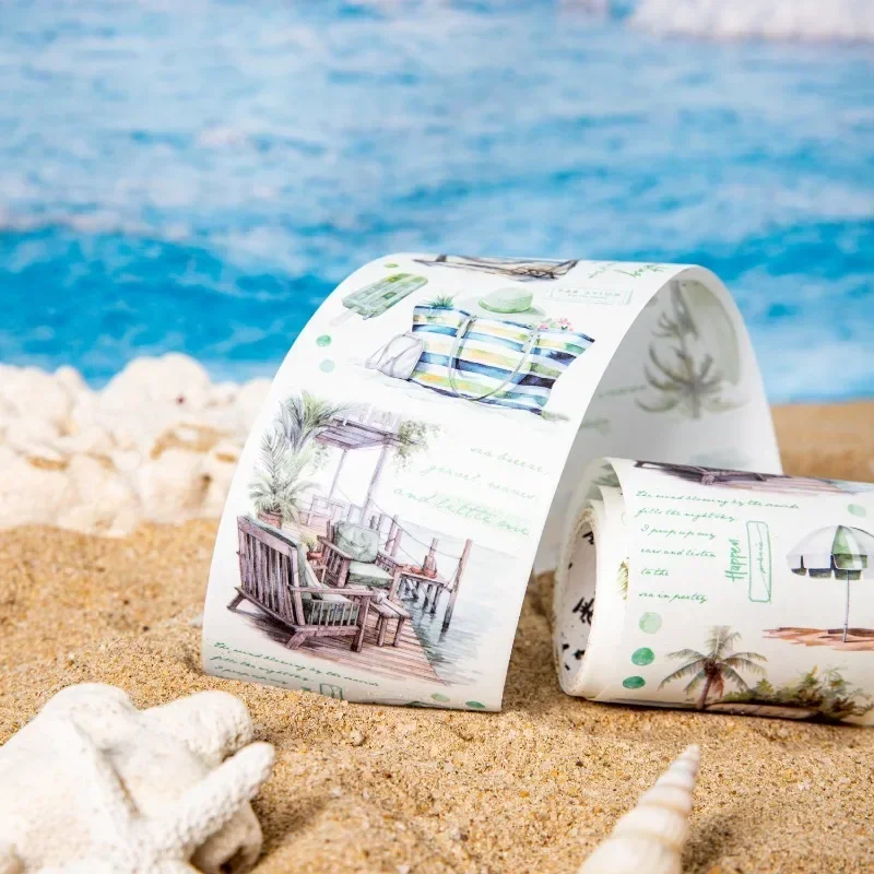 1Roll Sea Breeze Series Tape Beach Theme Journal DIY Repeating Supplies 6 Styles Stickers Colourful Tape