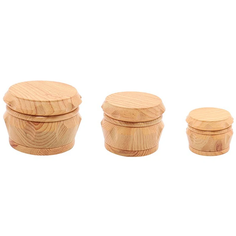 1PCs 40/55/63mm Wood Herbal Herb Tobacco 4 Layers Spice Grinder Smoke Grinders Tobacco Cigarette Grinders Color Mixing