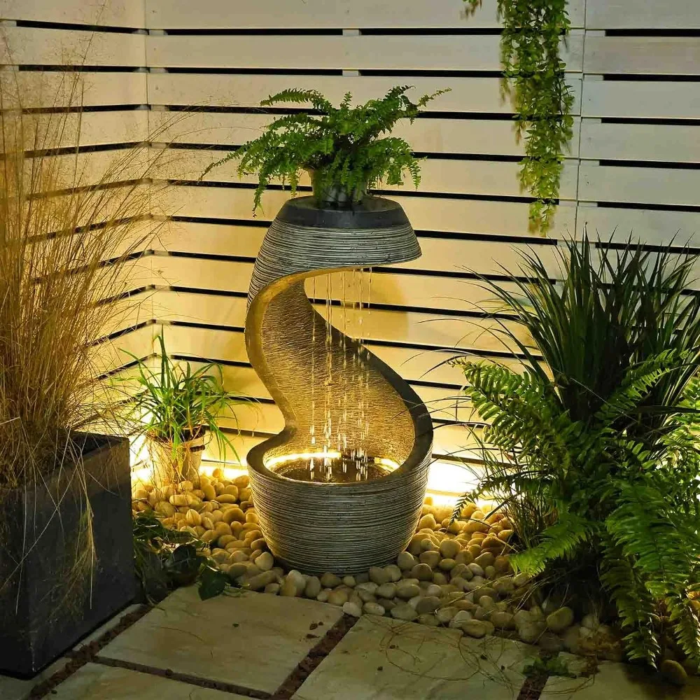 

Water Fountain Outdoor Fountains Garden - Indoor Outdoor Floor Standing Fountain Waterfall 35 Inch