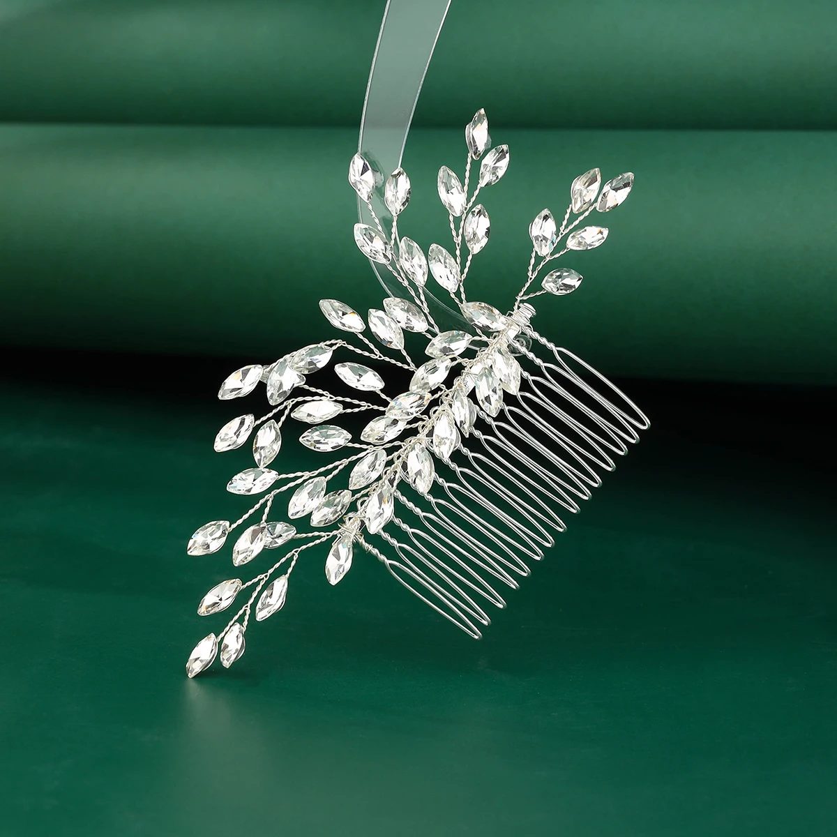 Wedding Hair Brush Silver Rhinestone Bridal Hair Clip Sparkling Hair Pieces Ladies and Girls (Silver)