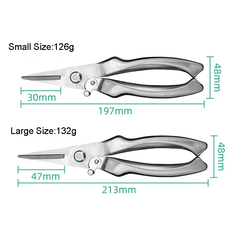 Dobeli All Steel Pruning Shears Fruit Trees Bonsai Flowers Garden Tools Large Size Sliver Straight Head  Crane Gargen Scissors