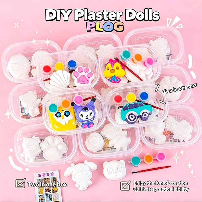 DIY Painting Plaster Doll Coloring Toy Creative Handmade Cartoon Plaster Coloring Art Graffiti Toy Educational Toy Birthday Gift