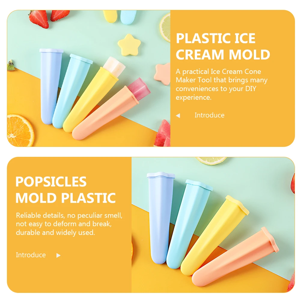 

8pcs Ice Cream Molds Plastic DIY Homemade Maker Moulds Cute Popsicle Tools Kids Food Grade Silicone Random Style popsicles