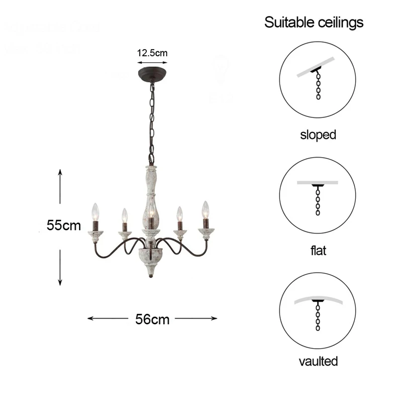 Creative American Rural Retro French Wooden Chandelier Light Restaurant Bedroom Homestay Bedroom Porch Dining Room Kitchen Lamp