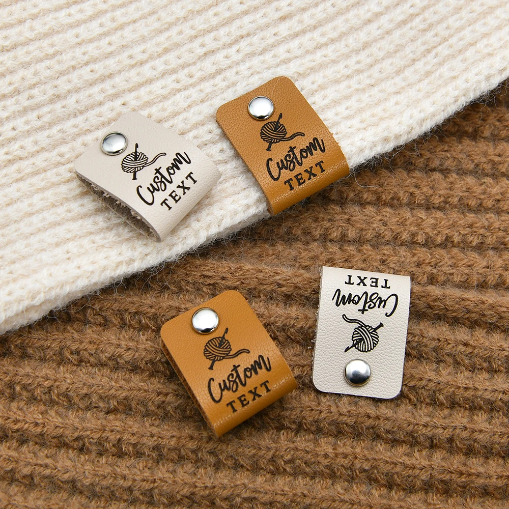 Leather Tags, Genuine Leather, Knitting Labels, Personalized Fold Labels, Custom Logo, 0.75x2.3 Inches, D516