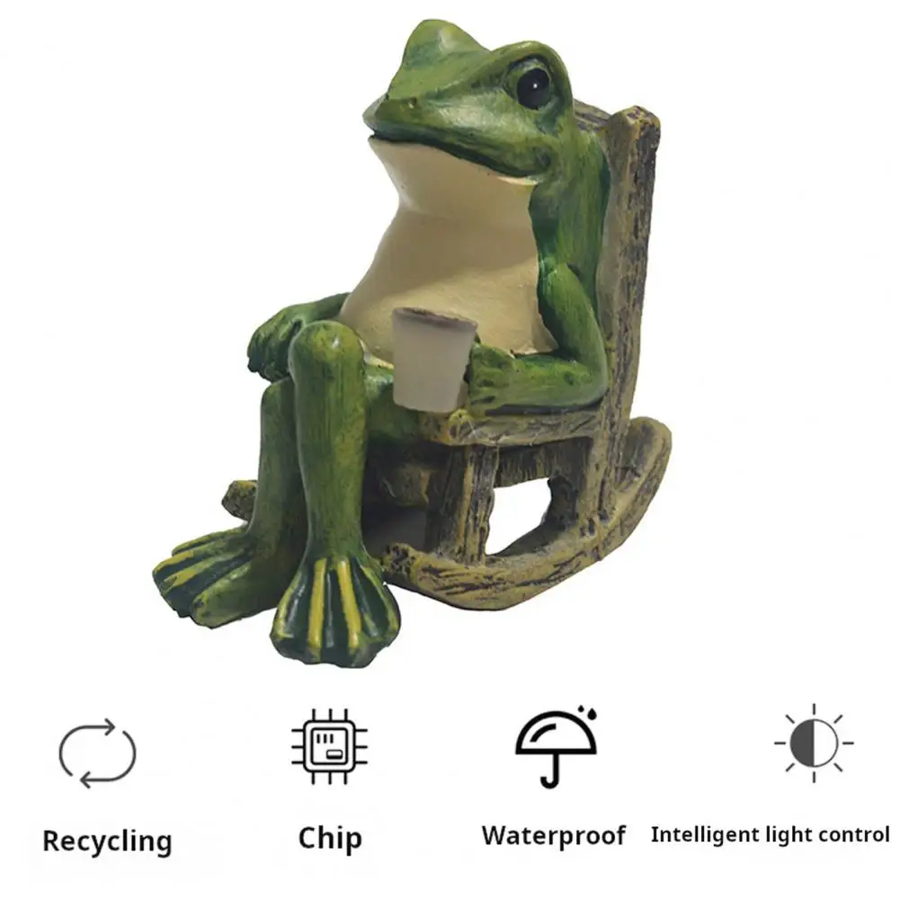 

Outdoor Lawn Decoration Solar Frog Night Light Miniature Garden Statue Set for Outdoor Decoration Waterproof Resin for Yard