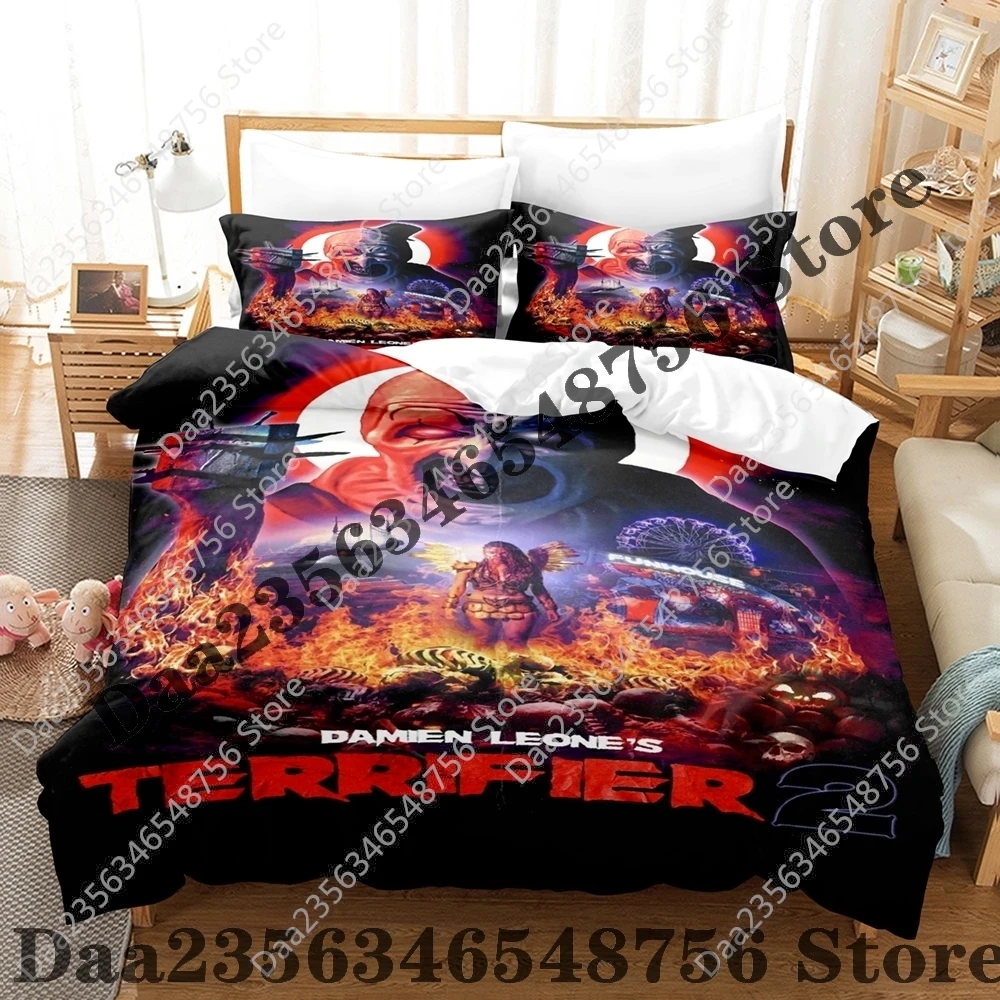 Hip Hop Terrifier 3 Movie Bedding Set Single Twin Full Queen King Size Bed Set Adult Bedroom Duvetcover Sets Anime Bed Sheet Set