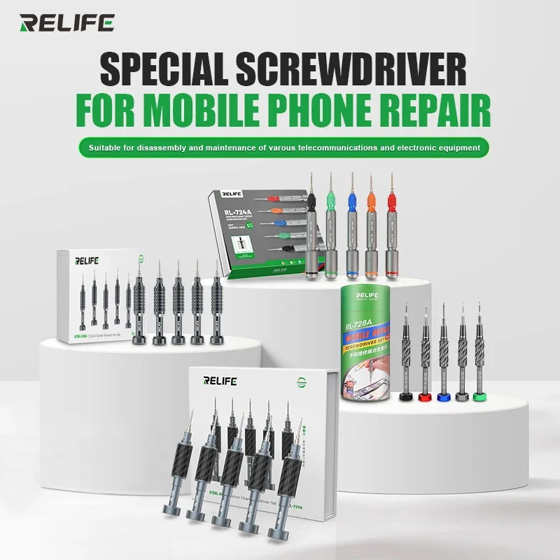 

RELIFE RL-730A Набор отверток для ремонта телефона Прецизионная отвертка для разборки подшипников из алюминиевого сплава с шумоподавлением