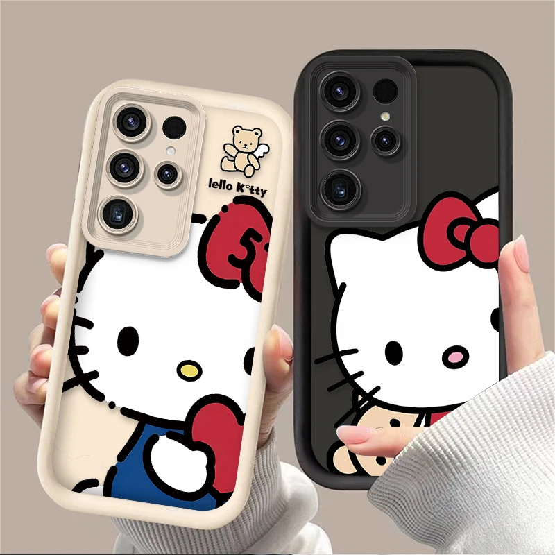 Custodia per telefono simpatico cartone animato Hello Kitty per Samsung Galaxy S24 S25 S23 Ultra S22 S21 Plus FE A36 A56 A26 A16 A06 A15 A25 A35 A55 5G