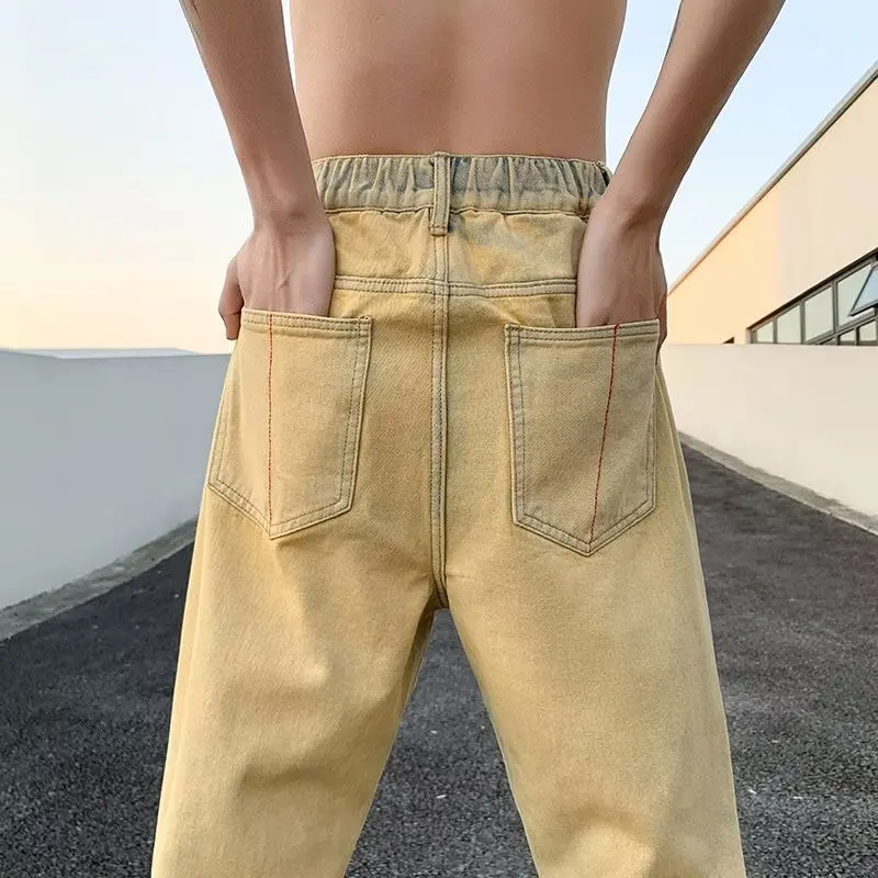 Bla Waed Denim Jeans Men's Summer High Street American Sle Pants Spring Autumn Oversize Micro Flared Trendy Straight Le...