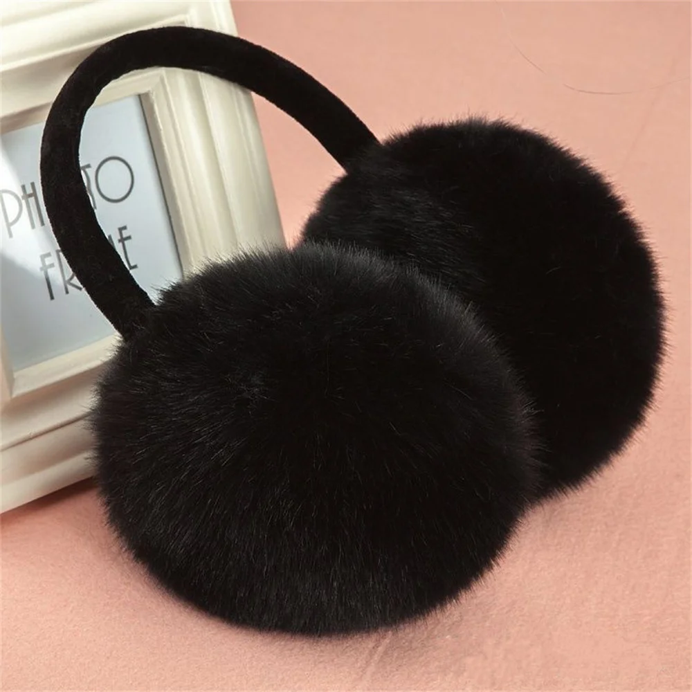 White Soft Plush Earmuffs for Women Men Winter Warm Thickened Outdoor Ski Ear Protection Cosy Fluffy Solid Color Cute Earflaps