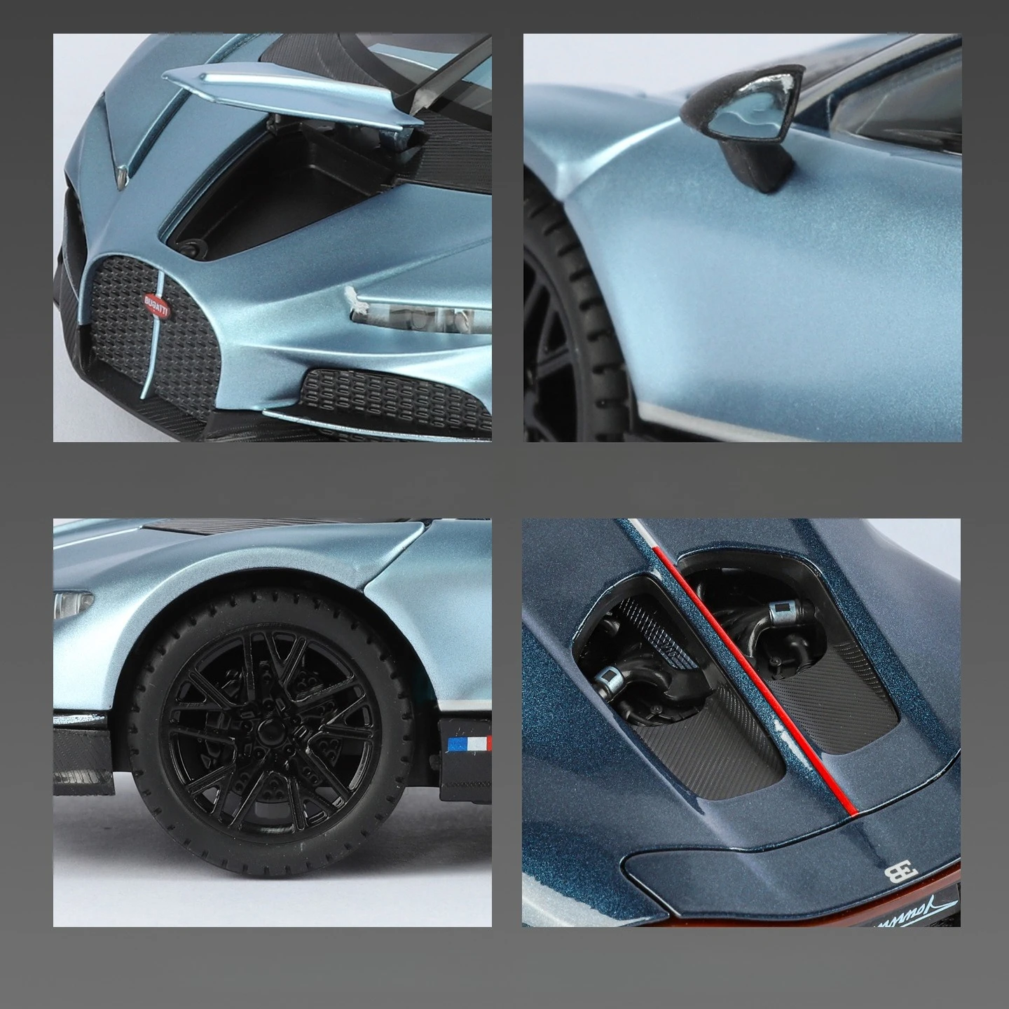 Bugatti 1:24 ﻿   Tourbillon Auto sportiva Modello di auto in lega Suono e luce Tirare indietro Giocattolo per bambini da collezione Regali di compleanno