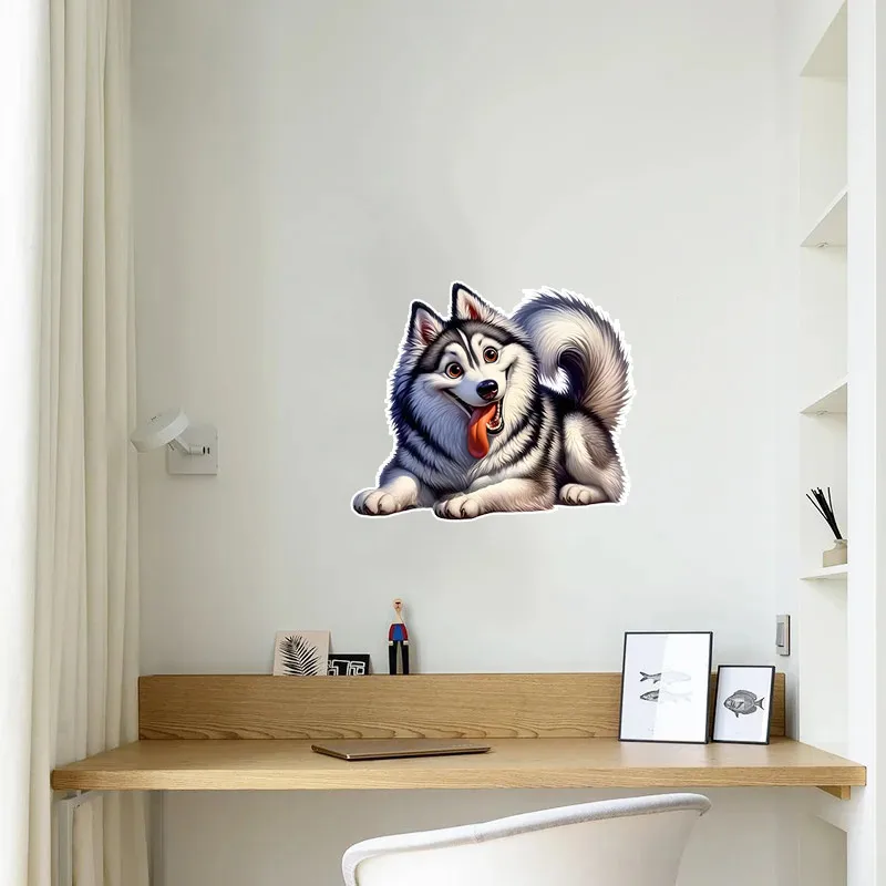 Funny Husky Pet Dog Wall stickers Living Room Sofa background Decoration Wallpaper for Home Decor Kids Room Animal Sticker S333