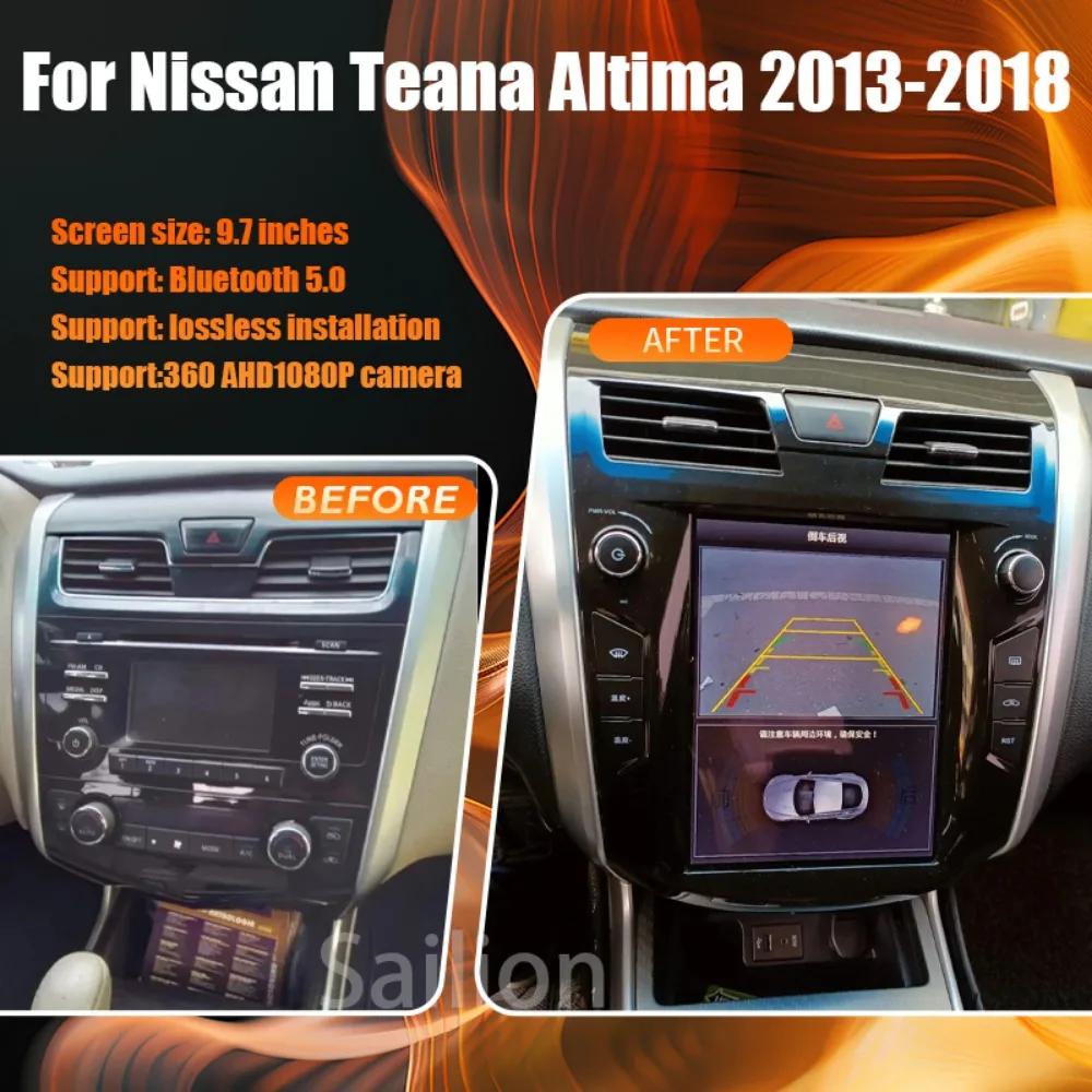 Android14 Car Radio For Nissan Teana Altima 2013-2018  Tesla Automotive Multimedia Carplay Auto WIFI Bluetooth Stereo 4G 1Din