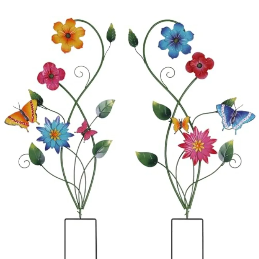 

Garden Decor for Outside 2 Pack 37" Metal Butterfly Garden Stakes Spring Wall Decor Look and Personalities Flowers Yard Art for