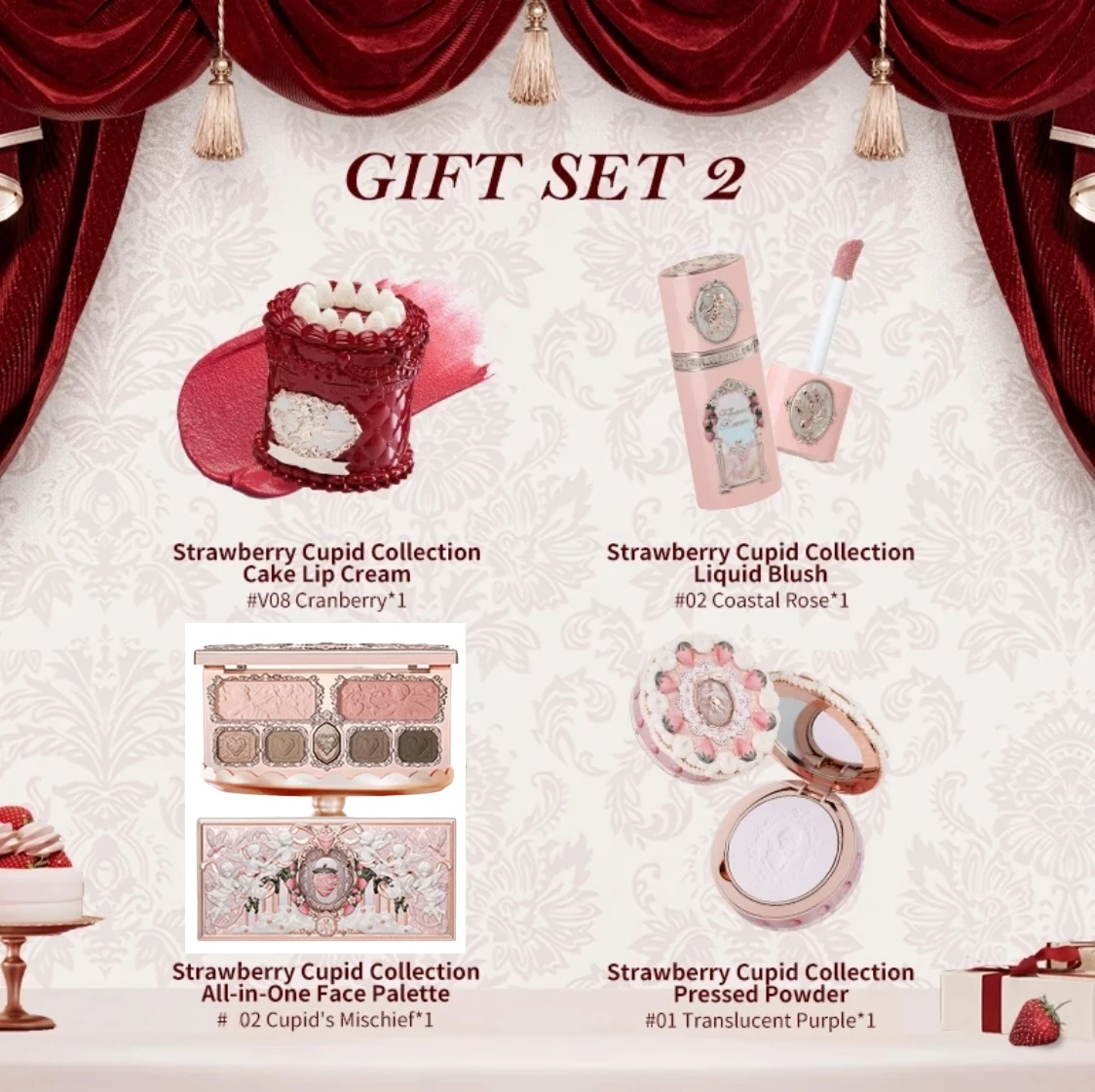 Flower Knows-Palette de fards à barrage en poudre, ensemble de maquillage, rouge à lèvres soyeux lisse, série Harvey Chi id, Jules Mud Velvet 256