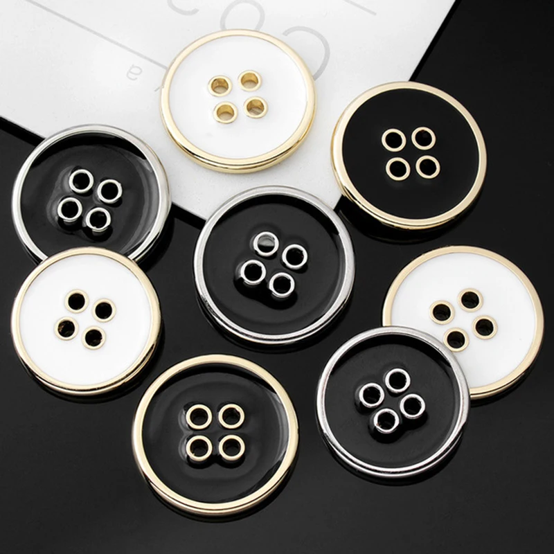 Fashion Gold Black White Metal Suit Cuff Shirt Buttons Round Button for Clothing Coat Sewing Handmade Crafts Accessories