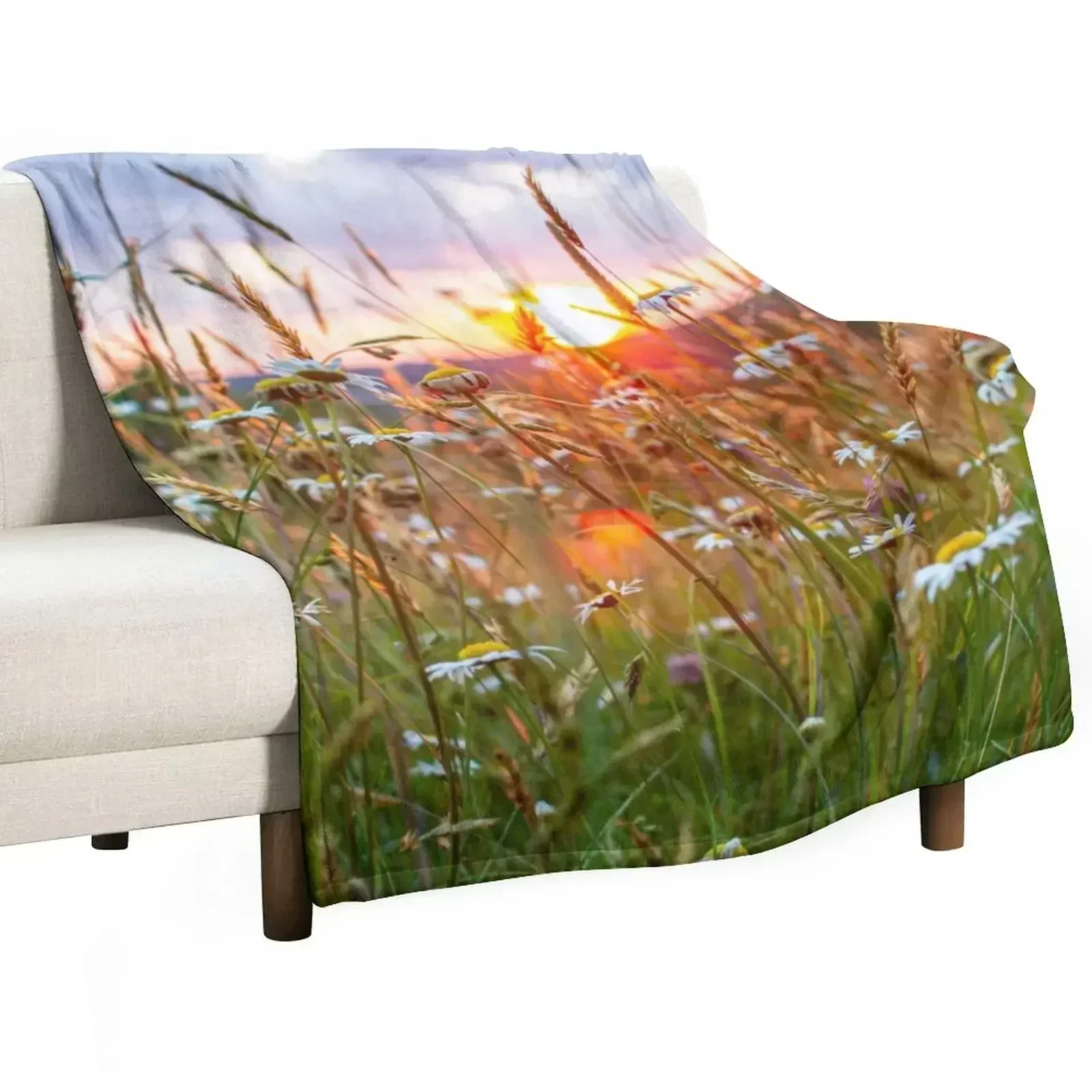 Wildflowers at Sunset Throw Blanket Hairys For Decorative Sofa Beach Baby Blankets