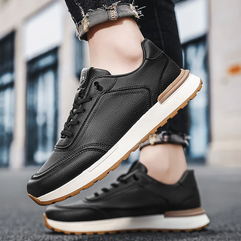 

Fashion Brown Men's Casual Shoes Breathable Retro Flat Shoes Men Lace-up Trainers Outdoor Sneakers Zapatillas Hombre Big Size 45