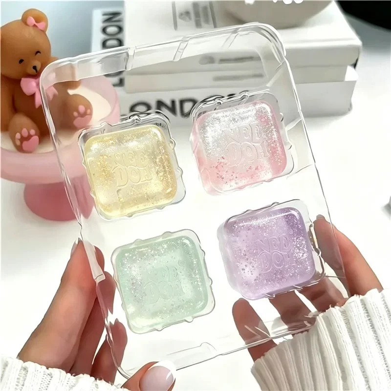 Needoh Mini Nice Ice Baby 4 Pack Fidger Sensory Toy Teenie Ice Cube Maltose Slow Rebound Anxiety Relief Squeeze Stress Balls