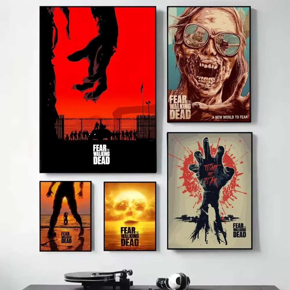 F-Fear The W-Walking Dead Painting Calligraphy Self Adhesive Wall Art Waterproof Print For Bedroom Hallway Home Decor