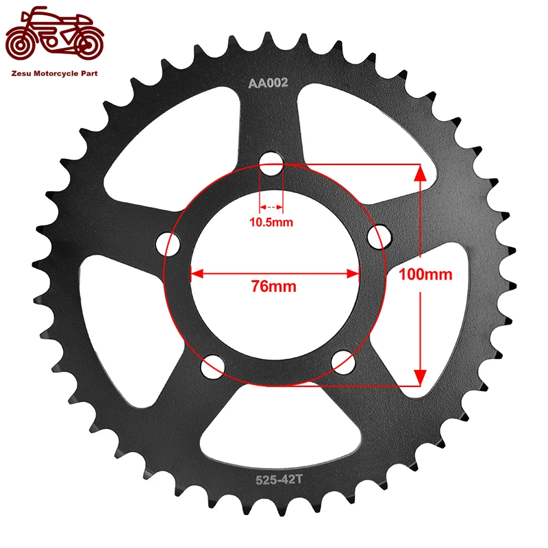 525-42T 44T 46T Rear Sprocket for Benelli 500 Leoncino 2017 2018 TRK502 2017 2018 2019 2020 BN302 2015-2020 2021 TNT600 TNT 600