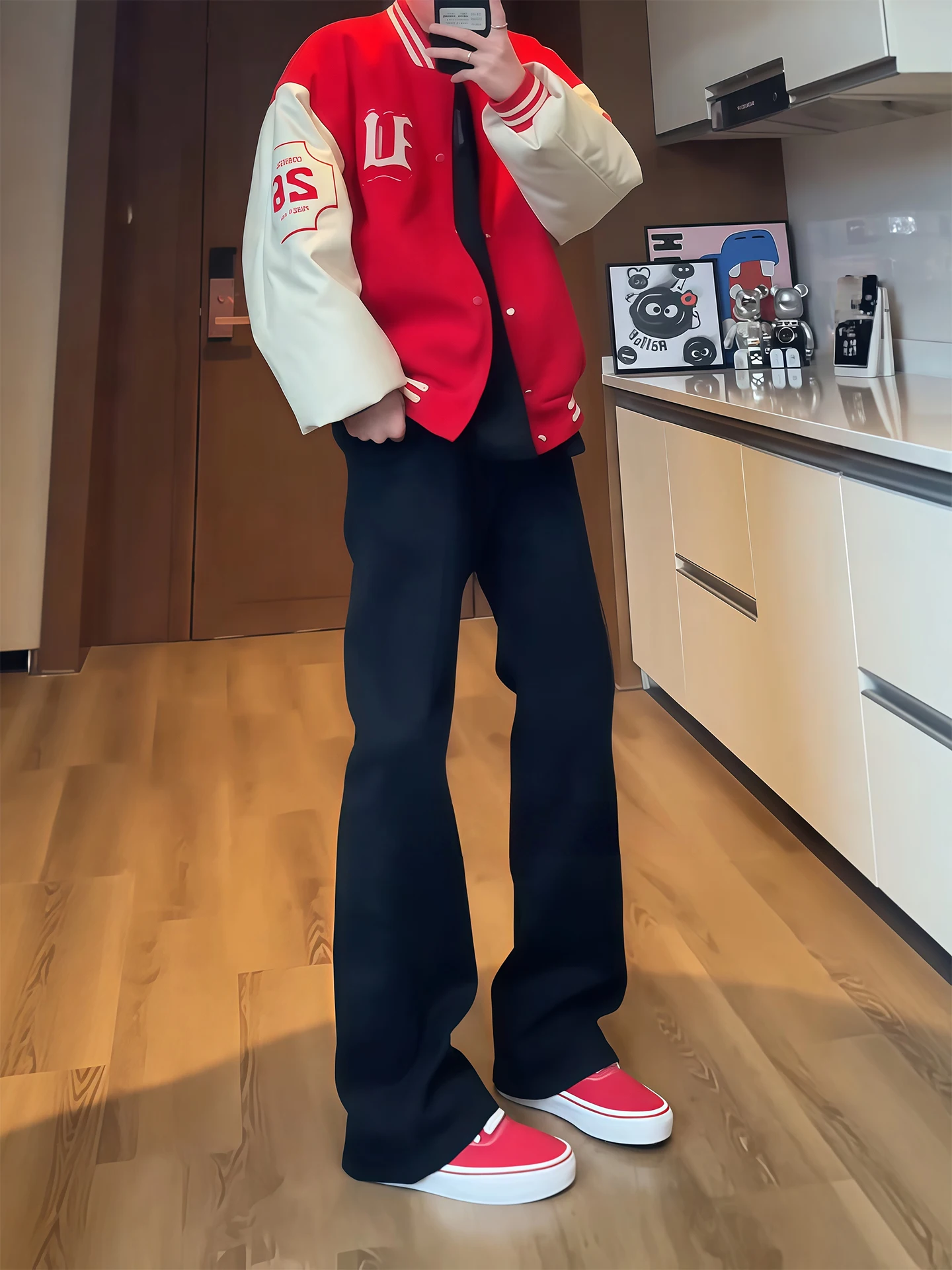 

Bla Fce Lined Le Blade Jeans Men's Long Straight Micro Flare Trousers Autumn Winter American Sle High Waist Jeans