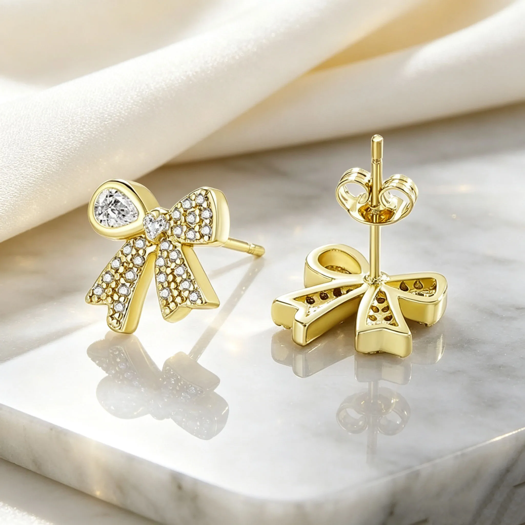 925 Sterling Silver Diamond-Encrusted Butterfly Earrings Fashionable Adorable Versatile Jewelry Accessory