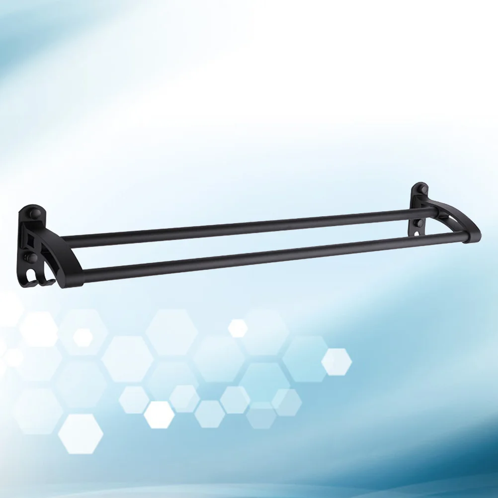 

Black Space Aluminum Double Pole Towel Mounted Towel Holder Bathroom Kitchen Storage Organizer Bathroom Shelf