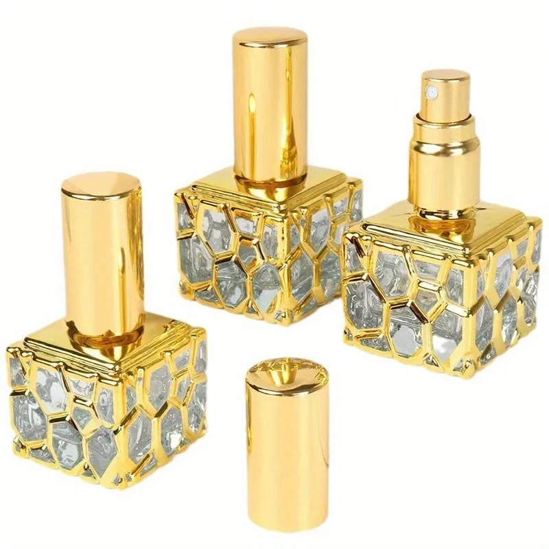 2 個 10 ミリリットル詰め替えボトルローラーボトルスプレーボトルゴールデンエッセンシャル香水ボトルガラスロールオンエッセンシャルオイルボトル