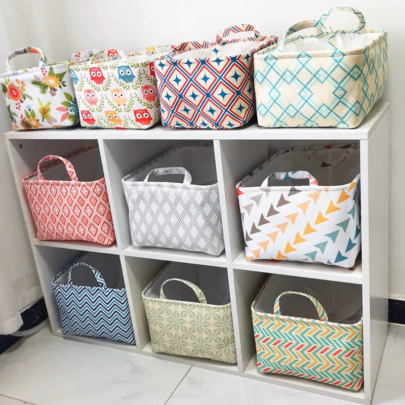 

Linen Desktop Storage Box Toy Sundries Storage Basket Cosmetic Underwear Clothes Storage Organizer Office Bathroom Stationery