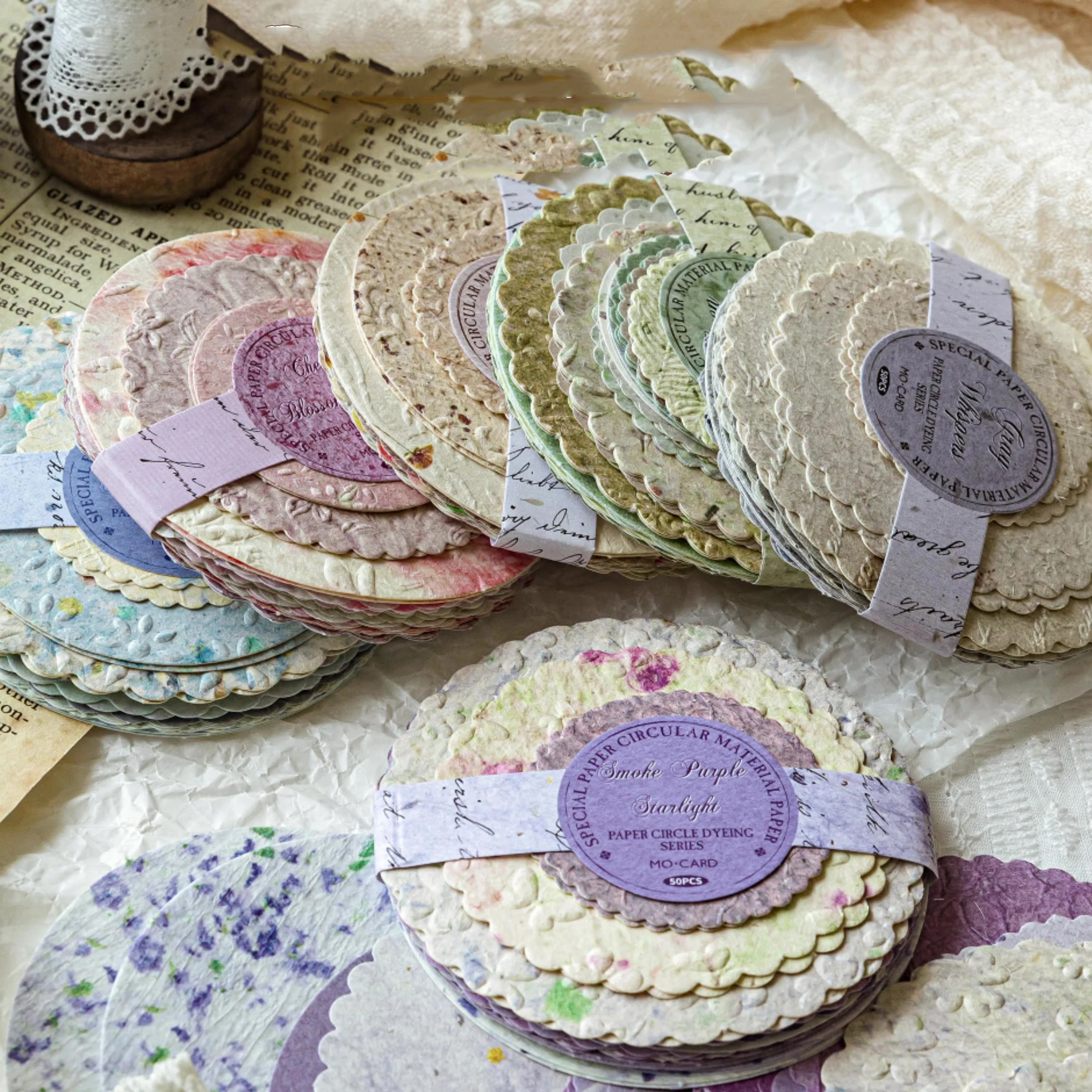 Paper Disc Series Vintage Round Letterpress Landscape Material Paper Creative DIY Junk Journal Collage Scrapbook Stationery