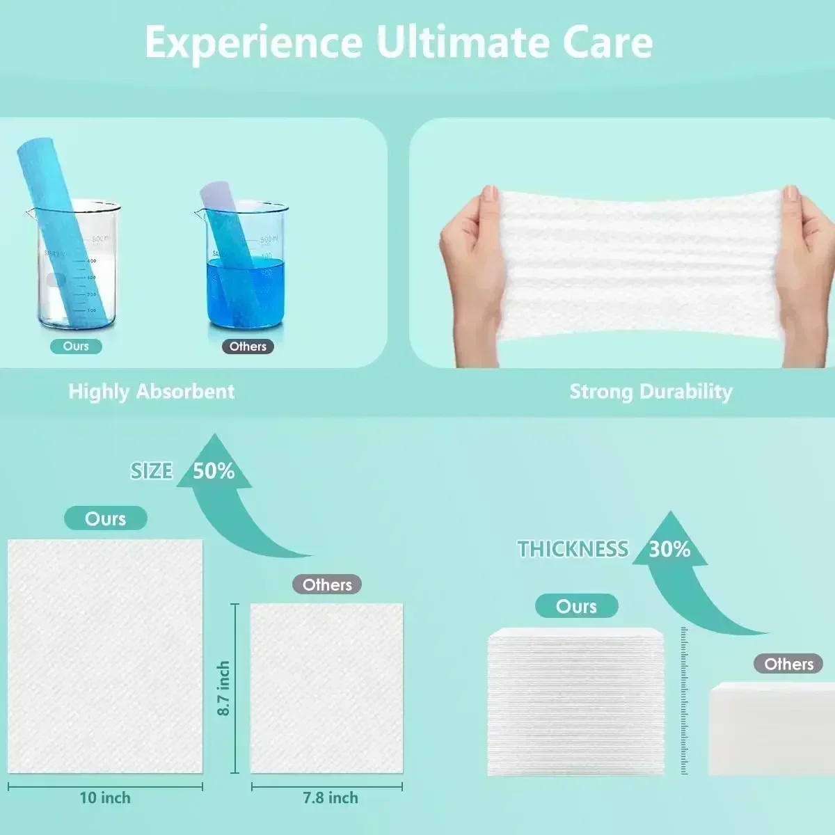 مناشف الوجه، منشفة وجه للاستعمال مرة واحدة مقاس 10 × 12 بوصة، مناشف الوجه مقاس XL، مناديل جافة لإزالة المكياج فائقة النعومة #4