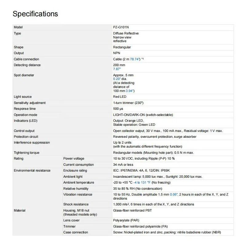 Совершенно новый оригинальный Фотодатчик PZ-G101N