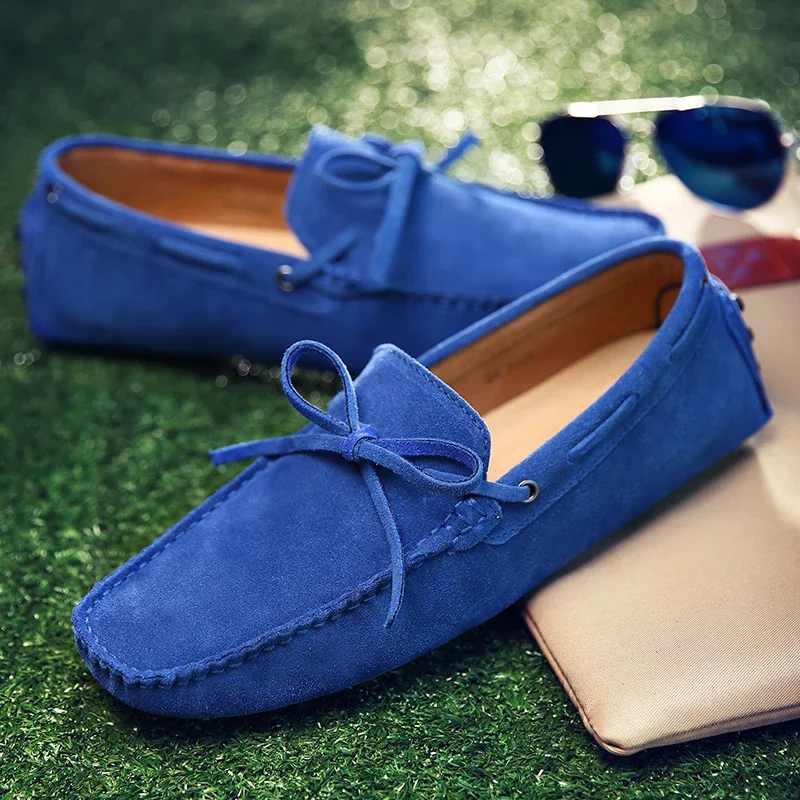 Loafers Men Handmade Leather Shoes Casual Driving Flats Slip-on Moccasins Boat Shoes Plus Size Lace-up  shoes