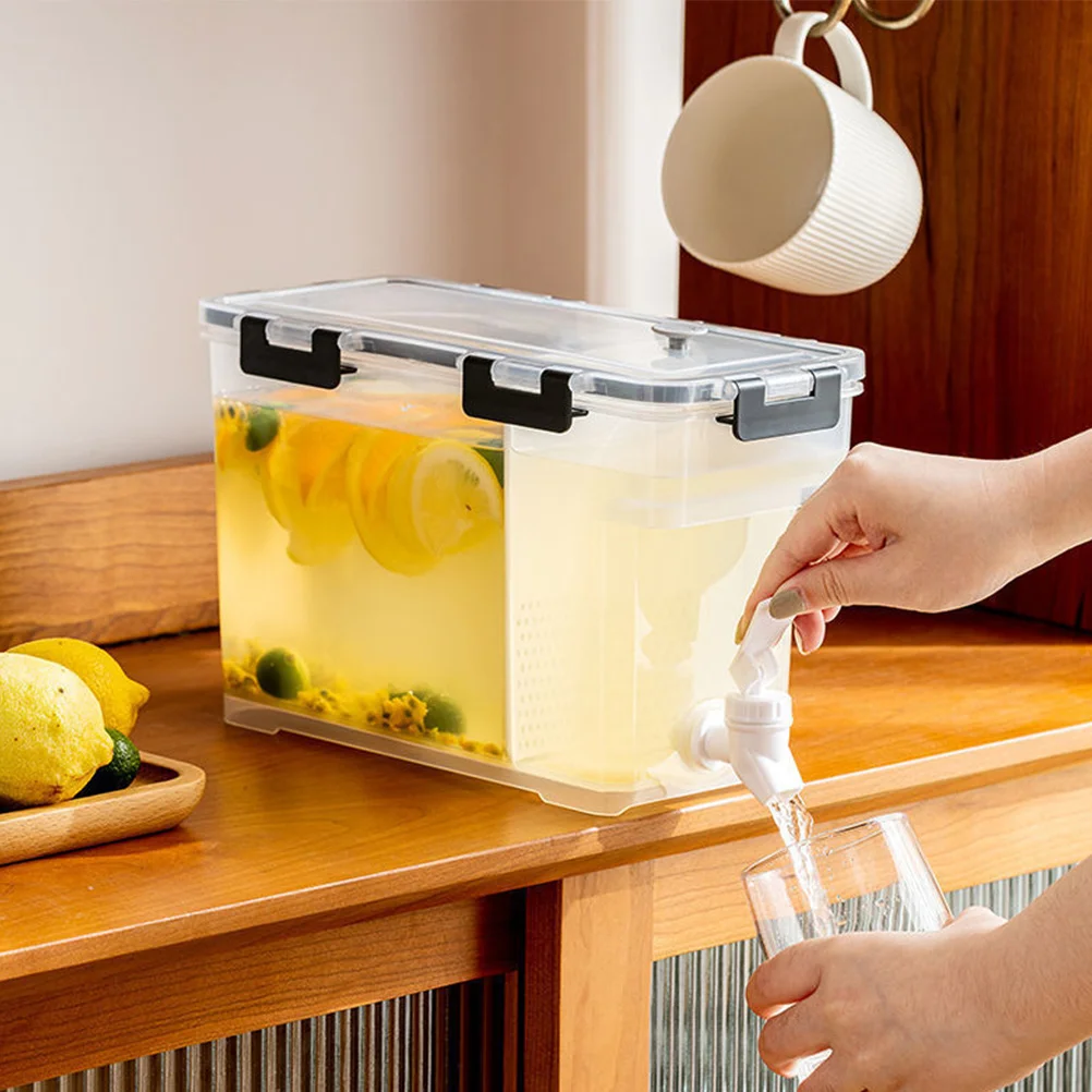 

Диспенсер для напитков 5 л с краном, без БФА, пластиковый кувшин для сока, для холодильника, с заварочным устройством для фруктового чая, чайник для воды, для домашнего использования