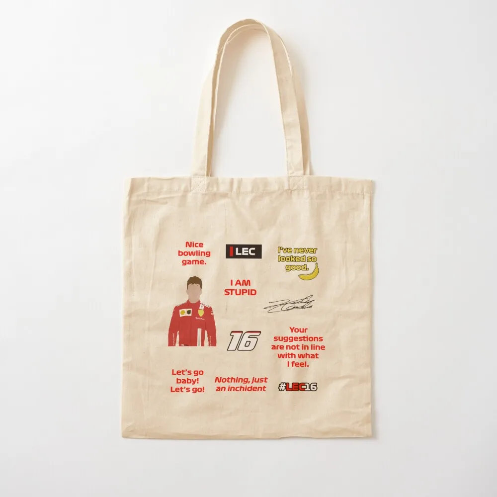 Charles Leclerc radio sticker pack Tote Bag cute pouch bag Shopping bags Canvas Tote Bag