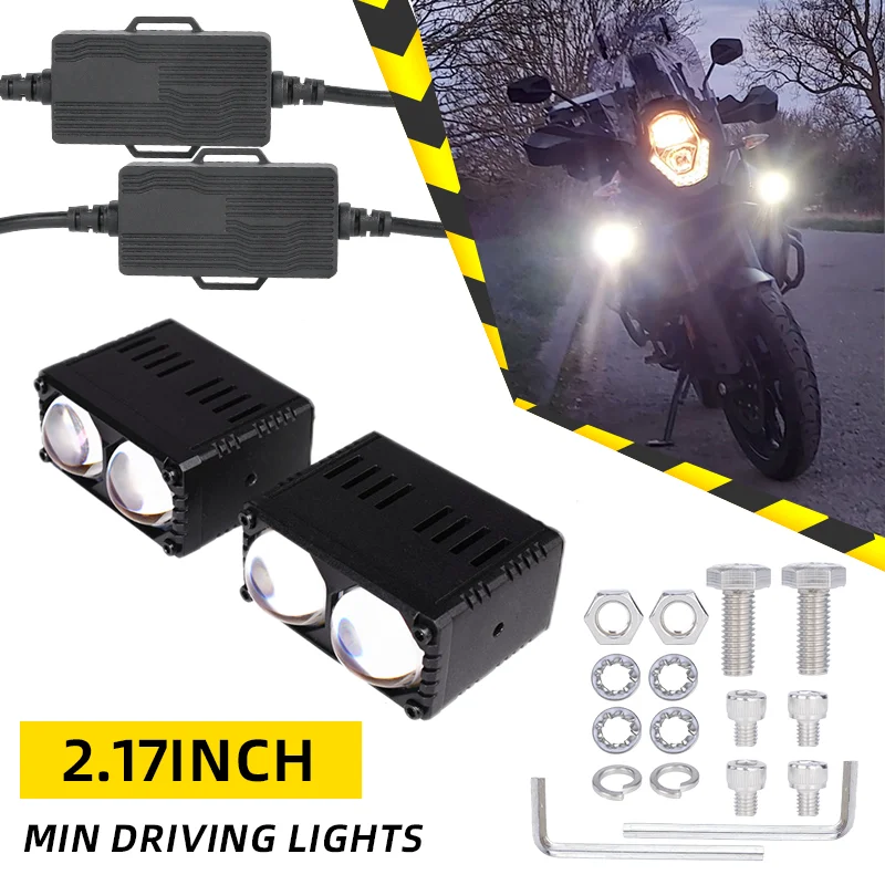 Motorcycle LED Headlight Mini Driving Light Universal Dual Color Spotlights Motorbike Truck Trailer off-road Moto accessories