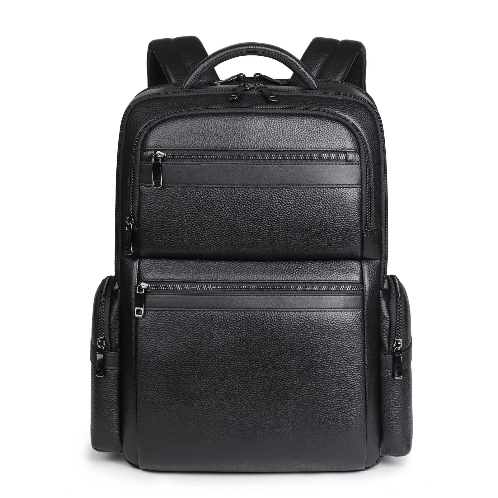 

Черный рюкзак из натуральной кожи для мужчин, 15,6-дюймовый ноутбук с USB-портом для зарядки, винтажный деловой рюкзак для работы, путешествий