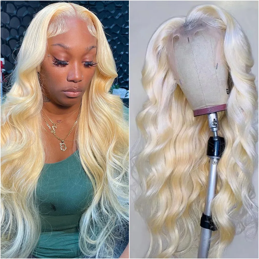 

200% Density Blonde Body Wave Lace Front Human Hair Wig 613 HD Transparent 13x6 Lace Frontal Brazilian Wigs For Black Women