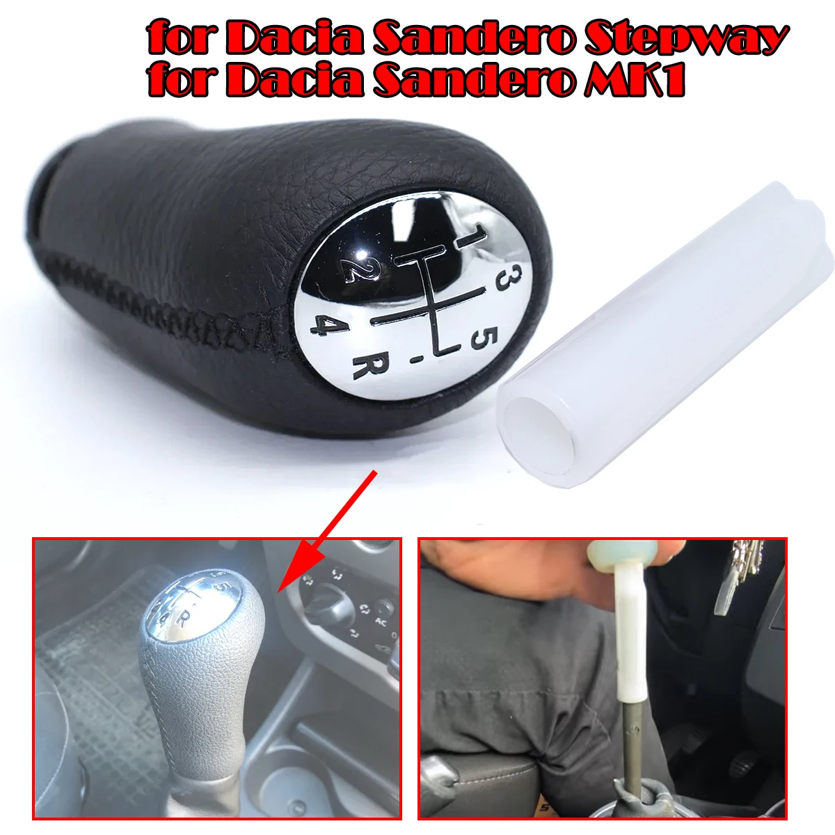 

Gear Shift Knob for Dacia Stepway Sandero MK1 2008-2012 Leather Matte MT 5SPEED+R Ergonomic Design for Clio III Megane 2 MK2