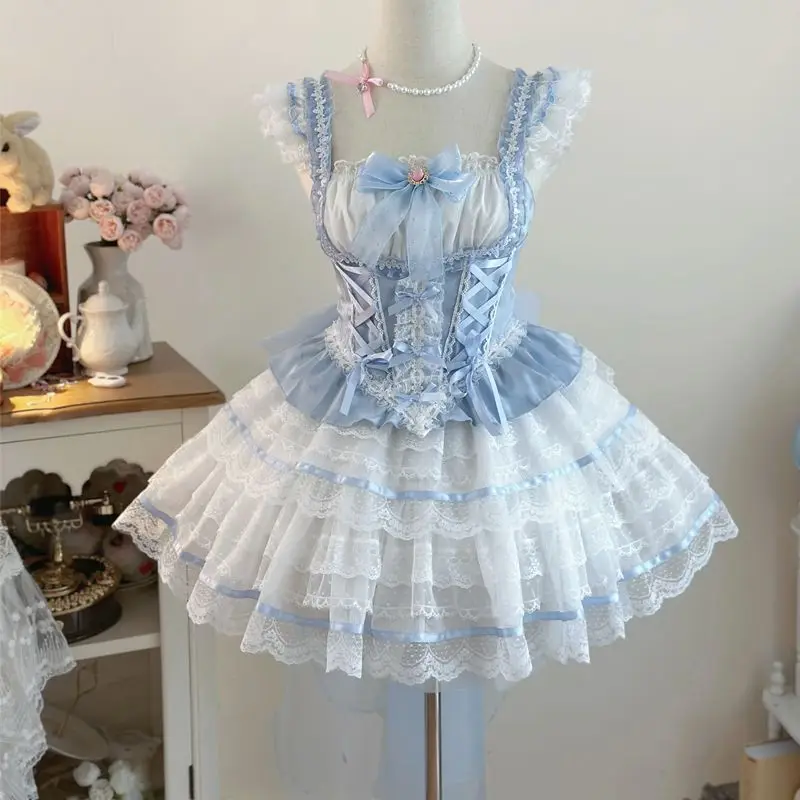 NONSAR Lolita style dress with ballet-inspired design, wedding dress featuring Jsk bandeau top and long skirt
