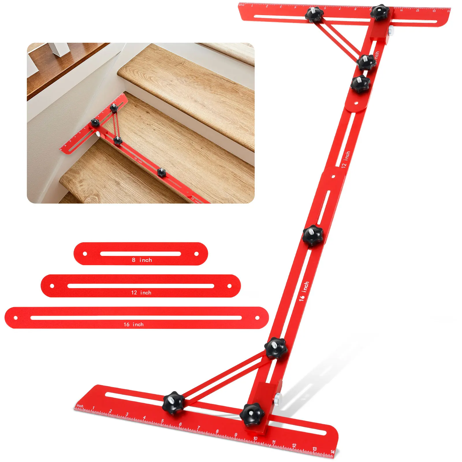 

Stair Tread Template Tool Aluminum Alloy Flexible Easy Adjustment Stair Gauge Stair for Stairs Risers Shelves Partitions